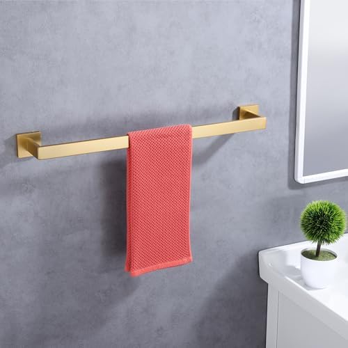 LANC 24-Inche Bath Towel Bar Brushed Gold 60CM Towel Rack Bathroom Towel Hanger Square Shower Towel Rail Towel Rod Contemporary Style Lavatory Towel Holder Wall Mounted,A8804BG-6P1