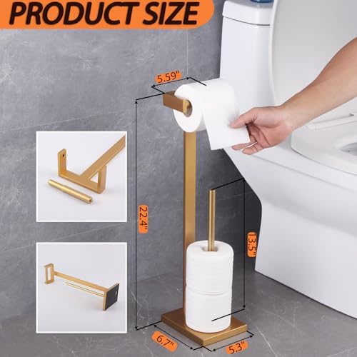 GERZWY Bath Free Standing Toilet Paper Holder Gold Stainless Steel Tissue Paper Roll Holder DZY005-BE