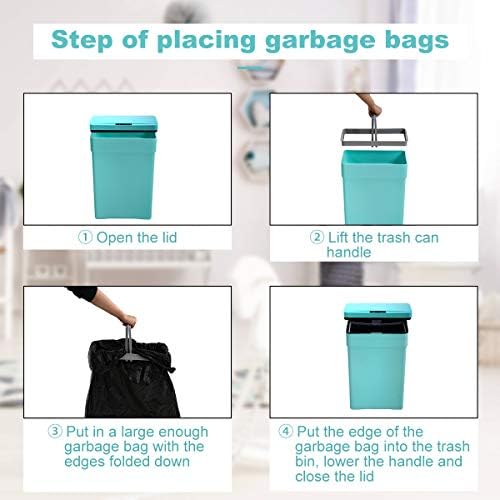 Dkeli Trash Can 13 Gallon Kitchen Trash Can for Bathroom Bedroom Home Office Automatic High-Capacity Plastic Touch Free Garbage Can with Lid Waste Bin 50 Liter, Set of 2(Blue)
