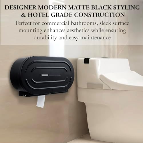 MyGift Matte Black Stainless Steel Double Toilet Paper Dispenser, 9 Inch