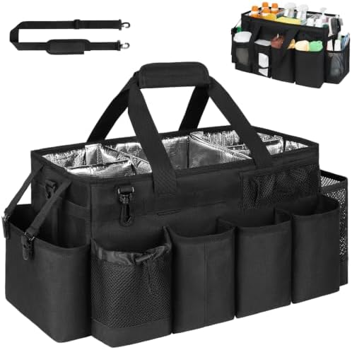 Cleaning Caddy Bag, Extra Large Cleaning Supply Bag for Housekeepers,Black