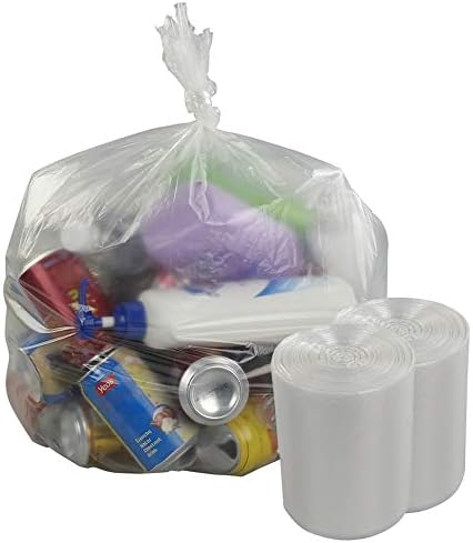 4 Gallon Clear Trash Bag, 1500 Counts Small Garbage Bag, 15 Rolls