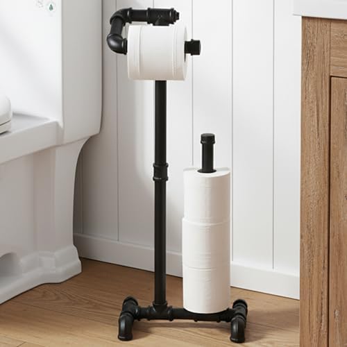 KES Rustic Toilet Paper Holder with Reserve, Farmhouse Toilet Roll Holder