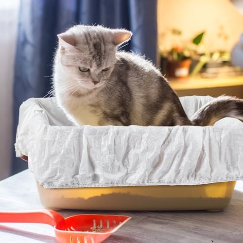 Honoson 200 Pcs Elastic Band Trash Bags for Popur X5 Self-Cleaning Litter Box Self Cleaning Litter Box Home Trash Bags for Cat Kitty (Clear)