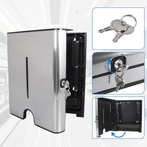 Goetland Commercial Paper Towel Dispenser Holder with Wall Mount Lockable Side Opening Large Capacity 450 C 300 Z Fold Stainless Steel Cover ABS Body