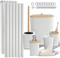Clara Clark White Bathroom Set, Shower Curtain Set, Bathroom Accessory Set