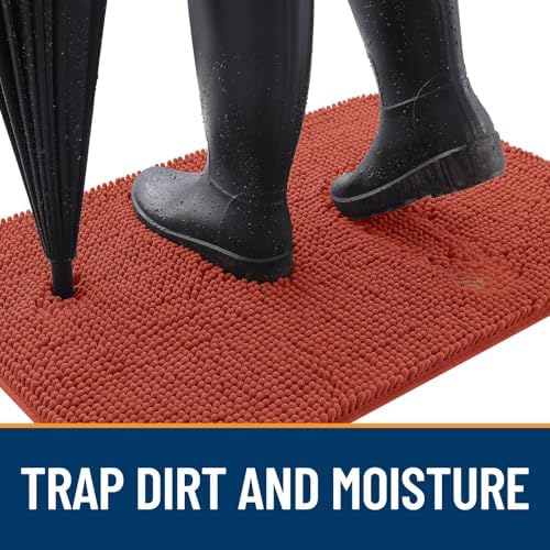 OLANLY Dog Door Mat for Muddy Paws 47x24, Super Absorbent Chenille Mud Mat