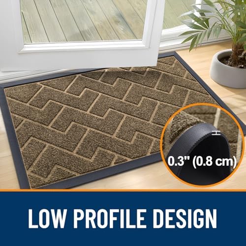 OLANLY Front Door Mat Outside 29.5x17, All-Season Absorbent Rubber Doormat