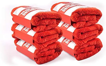 Maxshine 20" x 28" Universal 6-Pack Big Red Microfiber Towels (1000GSM) – Large, Plush, Rinse-Free Double-Sided Drying Towels – Professional Auto Detailing Cloths for Cars