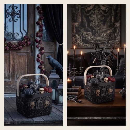 Roshtia 6 Pcs Metal Mesh Basket with Handle, Gothic Garden Basket