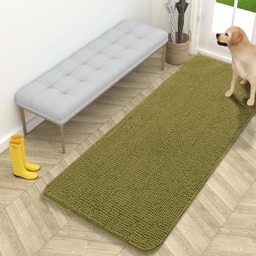 OLANLY Dog Door Mat for Muddy Paws 59x24, Super Absorbent Chenille Mud Mat