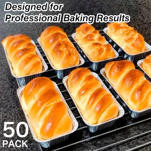 MOACOCK 100 Pack 1Lb Aluminum Mini Loaf Baking Pans（6” x 3.5” x 2”）