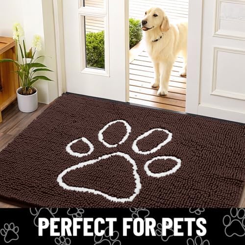Smiry Dog Door Mat for Muddy Paws, Absorbent Non Slip Dirt Trapper, 47x17