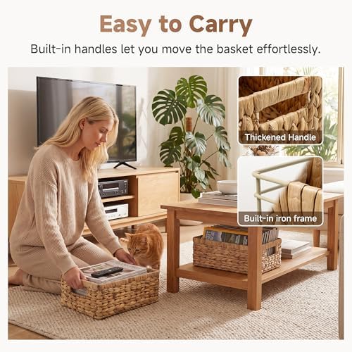 StorageWorks Wicker Storage Baskets for Shelves, Decorative Baskets, 2-Pack