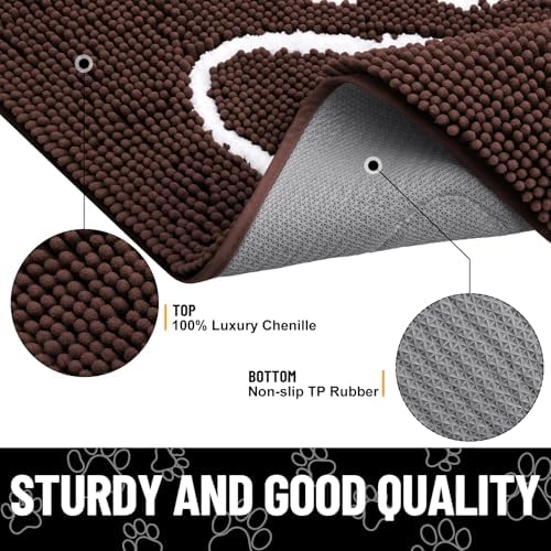 Smiry Dog Door Mat for Muddy Paws, Absorbent Non Slip Dirt Trapper, 48x30