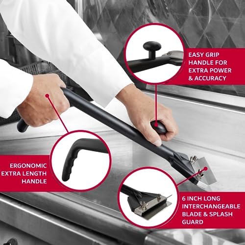 Chef Master Griddle Scraper & Flat Top Grill Cleaner - Griddle Cleaning Kit - Stainless Steel Flat Grill Scraper Tool for Diners, Restaurant, Food Truck - Grilling Accessories - 90254