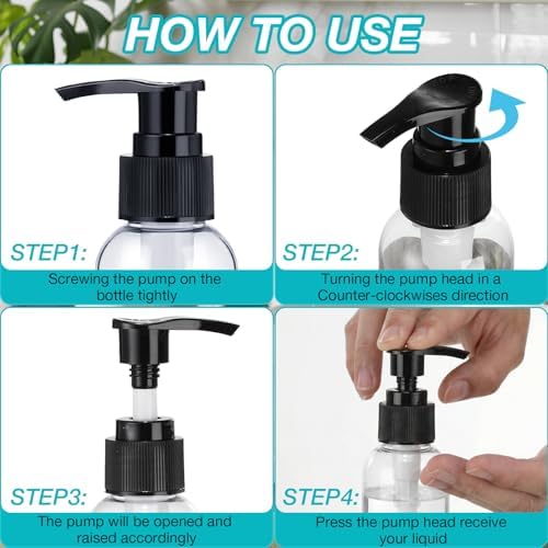 Nuenen 48 Pcs 4oz/120ml Lotion Bottles with Pump, Black and Clear