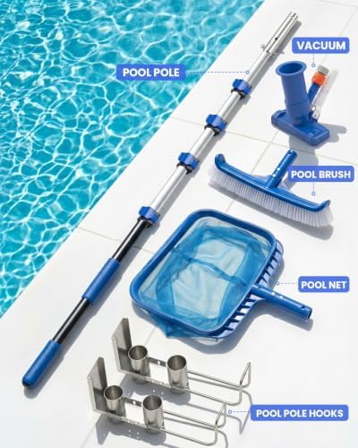 Pool Cleaning Kit, 4-16 FT Telescopic Pole