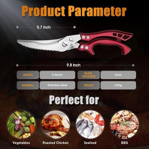 Dream Reach Poultry Shears Red - Heavy Duty Kitchen Shears