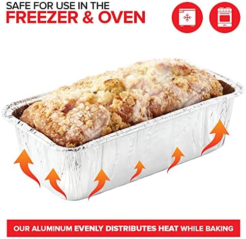Stock Your Home 2 Lb Aluminum Foil Mini Loaf Pans (50 Pack) Disposable Small Loaf Pan – 2 Pound Baking Tin Liners, Perfect to Bake Cakes, Bread Loaves, and Meat - 8.5 x 4.5 x 2.5