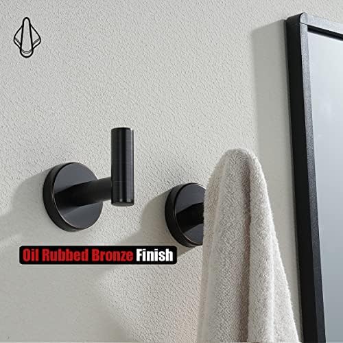 JQK Bathroom Towel Hook Oil Rubbed Bronze, 304 Stainless Steel 0.8mm Coat Robe Clothes Hook for Bathroom Kitchen Garage Wall Mounted (Pack of 2), TH100-ORB-P2
