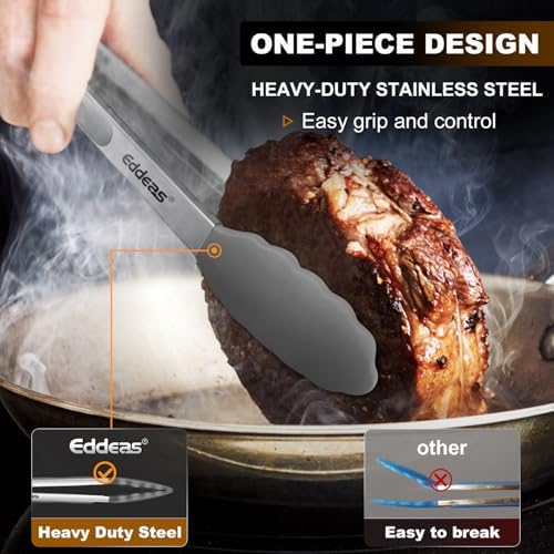 Kitchen Tongs Up To 600°F Silicone Tongs for Cooking 7,9,12 in Grey