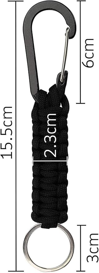 BRAVESHINE Paracord Keychain Carabiner Clip, D Ring Lanyard Hanger Stroller Hook for Water Bottle, Key, Backpacks, Men, Women