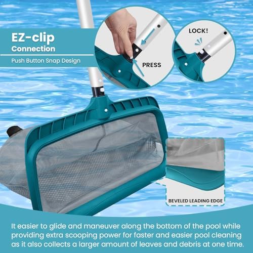 POOLWHALE Swimming Pool Cleaning Kit - Pool Nets and Brush Set