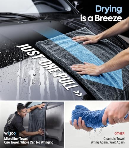 Wigoo Microfiber Car Drying Towel for Detailing, Cars, SUV, Truck (3 Sizes)