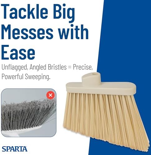 SPARTA Plastic Broom Head, Angled, Un-Flagged for Large Debris Indoor, Outdoor, Home, Restaurant, Lobby, Office, 12 Inches, Tan, (Pack of 12)