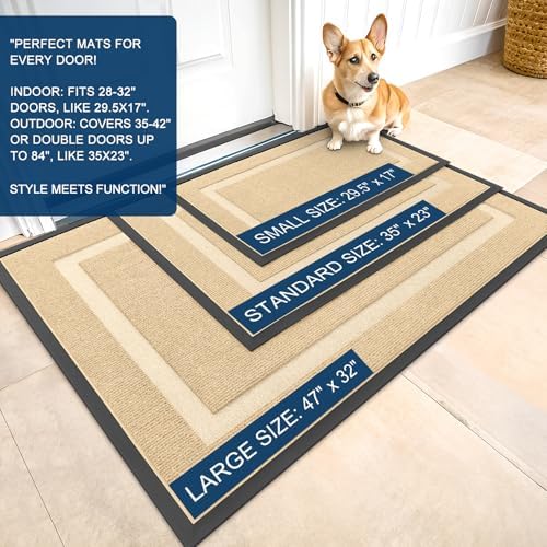 OLANLY Front Door Mat Outside 59x34, All-Season Heavy-Duty Rubber Doormat
