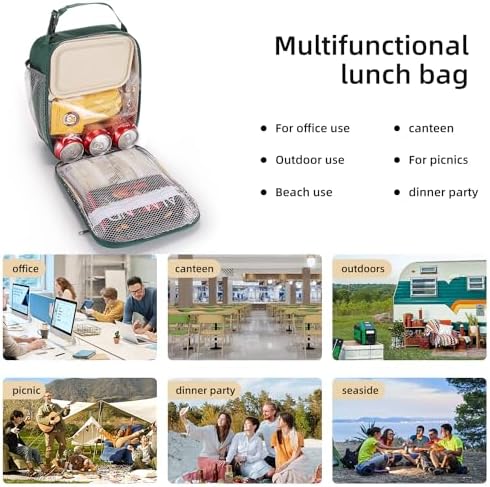 Lovoeo Lunch box Lunch bag for men women Insulated Lunchbox Lunch bags for Work Picnic Travel(Deep green)
