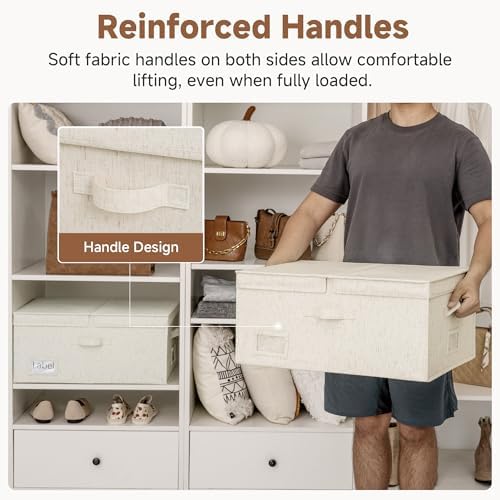 StorageWorks Large Decorative Storage Boxes with Lids, Rustic Linen