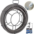 VEVOR Drain Cleaning Cable 75ft x 3/8 inch Solid Core Cable Sewer Cable, Drain Auger Cable Cleaner, Snake Clog Pipe Drain Cleaning Cable W/Four Shapes of Cutters