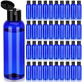Mimorou 50 Pcs Plastic Amber Squeeze Bottle, Flip-top Lid, 4oz, Blue/black