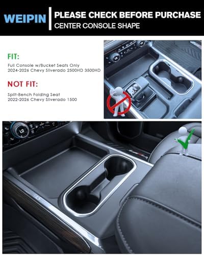 Center Console Armrest Cup Holder Insert for 24-26 Silverado Sierra