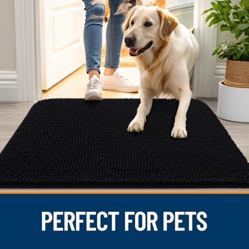 OLANLY Dog Door Mat for Muddy Paws 59x35, Super Absorbent Chenille Mud Mat