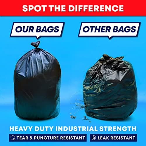 Tasker Contractor Garbage Bags 55 Gallon 3 Mil Heavy Duty (32 Bags w/Ties) 60 Gal Contractor Bags 3 Mil. 55 Gallon Heavy Duty X-Large Black Trash Bags 50 Gal,