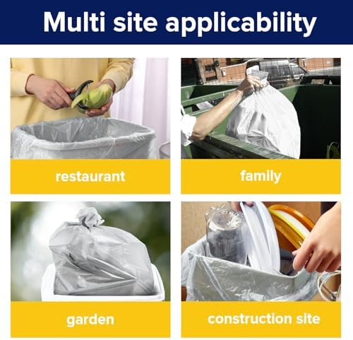 20 packs-Large 45-50 Gallon Heavy Duty Trash Can Bags|2 Mil |Clear Thickened/Plastic Bag-Kitchen&Yard,Building,Outdoor,Hotel, Property-Made in the USA (20)