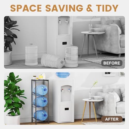 Housolution 3-tier 5 Gallon Water Jug Holder with Storage Shelve