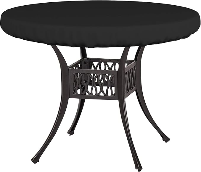 Covers & All Round Table Top Cover, 12 Oz Waterproof UV & Weather Resistant Patio Table Cover, Outdoor Table Cover for Patio Outdoor Furniture & Coffee Table (48" Dia x 4" H Inches, Black)