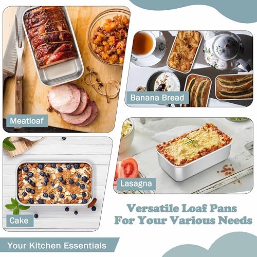 TeamFar Mini Loaf Pan, 4 PCS Stainless Steel Loaf Pans for Baking Bread