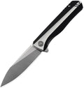 Petrified fish PF818,3.54" D2 Blade,104g G10 Handle Flipper Folding knife (Black and White, Satin)
