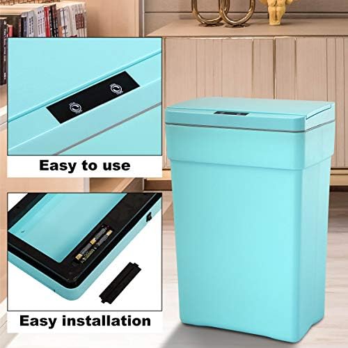Dkeli Trash Can 13 Gallon Kitchen Trash Can for Bathroom Bedroom Home Office Automatic High-Capacity Plastic Touch Free Garbage Can with Lid Waste Bin 50 Liter, Set of 2(Blue)