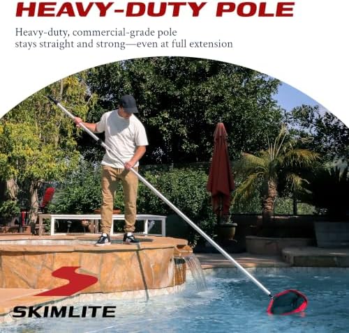 SKIMLITE MANUFACTURING Snaplite Telescopic Pool Pole 16 Ft Adjustable Cleaning Poles Push Button Lock Light Weight Easy Grip, Includes Universal Threaded Adapter for Skimmer Net Brush Vacuum Head