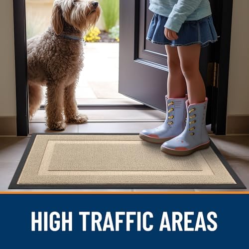 OLANLY Front Door Mat Outside 59x34, All-Season Heavy-Duty Rubber Doormat