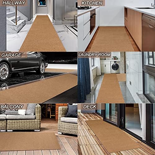 3' x 28' Runner Rugs with Rubber Backing, Indoor Outdoor Utility Carpet Runner Rugs, Sand, Can Be Used as Aisle for The RV and Boat, Laundry Room and Balcony