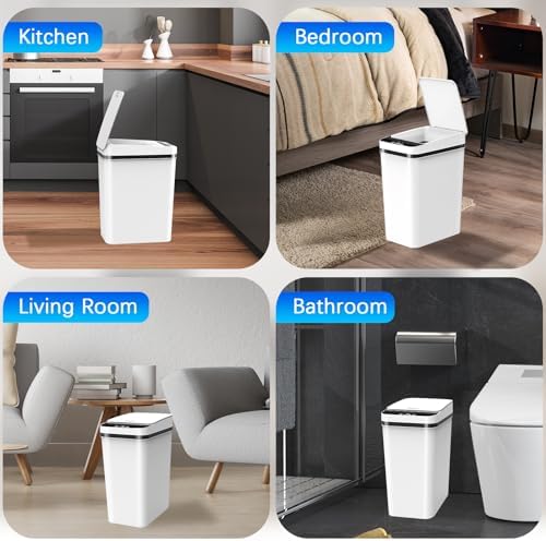 Kssvzz 3 Pack Automatic Small Bathroom Trash Can with Lid (2.5 Gallon)