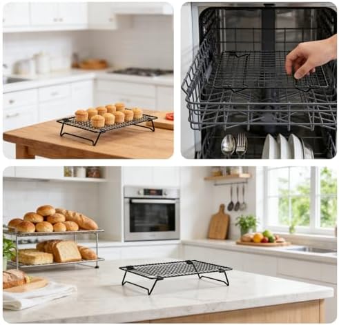 Cooling Racks for Cooking and Baking, Cookie Cooling Rack, 2-Pack with Sizes 16.93X11.02X3.15 Inches & 13.4x9.4x2.36 Inches, Sturdy Baking Cooling Racks for Cookies, Cakes