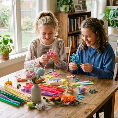 POIKSHARK 3000 PCS 50 Colors Quality Pipe Cleaners Bulk, Thick Pipe Cleaners Craft for DIY Craft Projects, Multicolored Limpia Pipas for Art Supplies & Materials, Rainbow Chenille Stems(12inch*6mm)